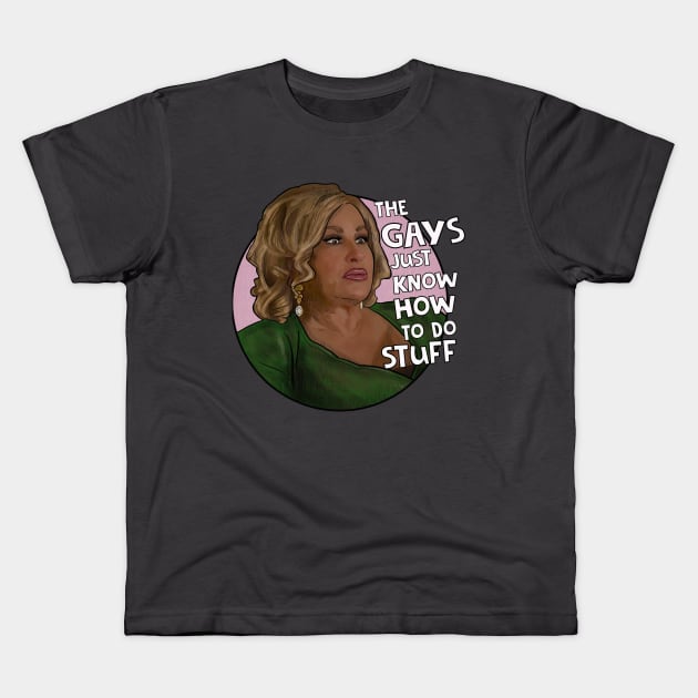 Jennifer Coolidge the gay just know how to do stuff Kids T-Shirt by Camp David